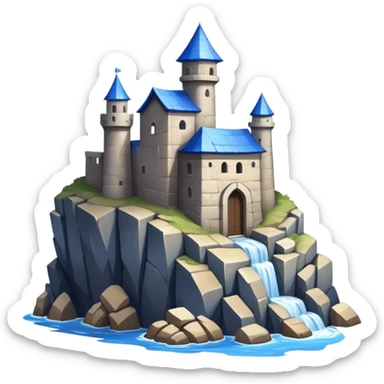 blue-roofed fortress on the rock sticker