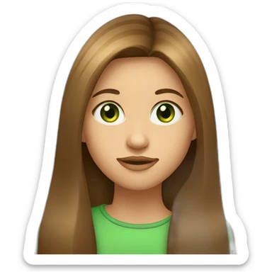 brown-straight-long-hair-and-green-eyed-girl-with-beauty-spot-on-the-chin-and-cheek sticker