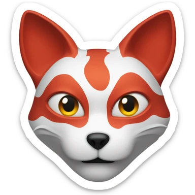 red kitsune mask, shocked face sticker
