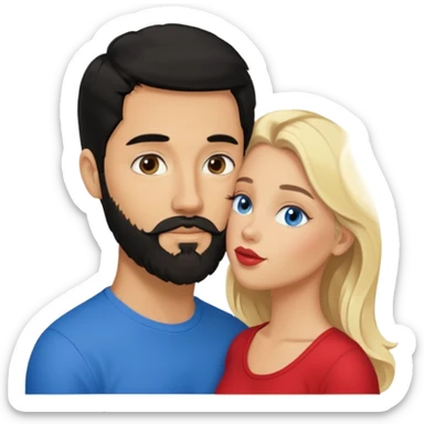Puerto Rican man black hair beard with southern blonde hair blue eyes girl kissing  sticker