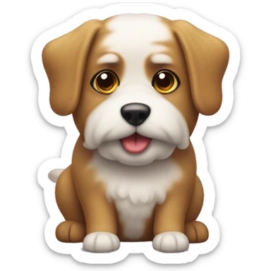 Puddel dog with a toy sticker