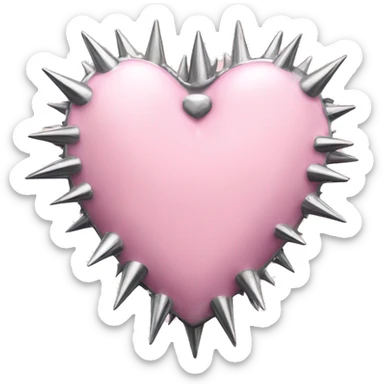 light pink chrome heart with spikes sticker
