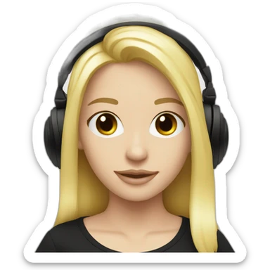 dj headphones blonde white skin black t-shirt sticker