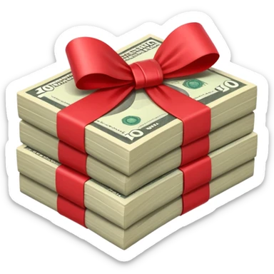 Australian $100 notes stacked together and wrapped in a bow sticker