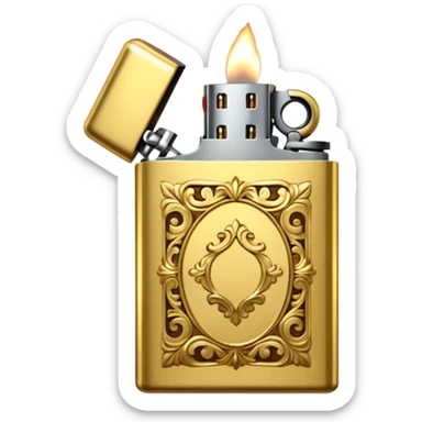 Vintage gold lighter from the Lighter and Princess drama, cinematic lighting, hyper-realistic sticker