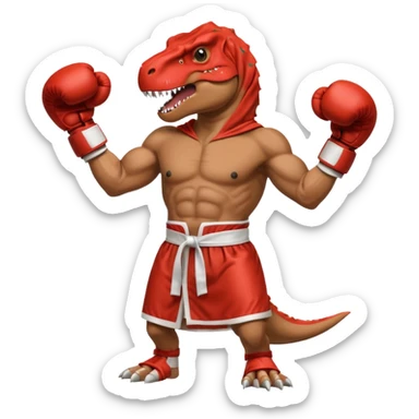 T. rex boxer wearing a robe sticker