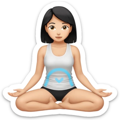 Tan woman with black hair with hands on knees, knees bent, arched back, big butt sticker