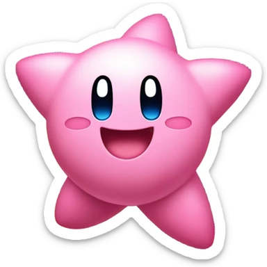 cute happy classic Kirby jumping on a star sticker
