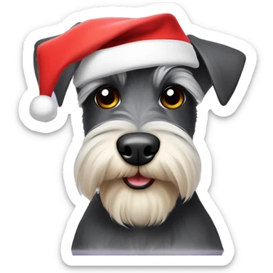 Miniature Schnauzer with Santa hat  sticker