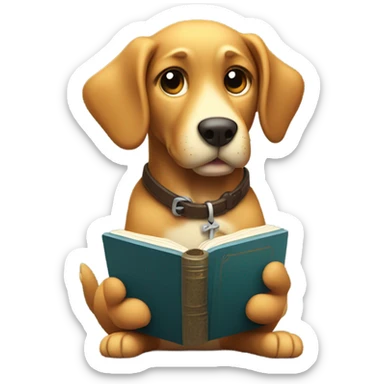 Kawaii dog reading Bible and with highlighter in paw sticker
