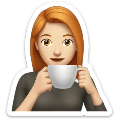 Ginger hair and grey eyes woman drinking coffee  sticker