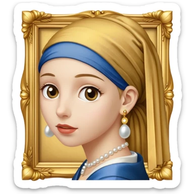 Johannes Vermeer, Girl with a Pearl Earring,  in frame sticker