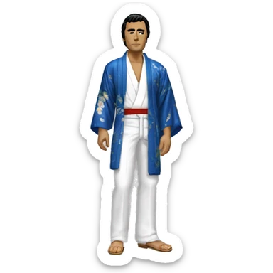 tony montana avec un kimono bleu  sticker