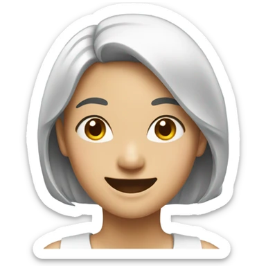 Asian lady with big smile sticker