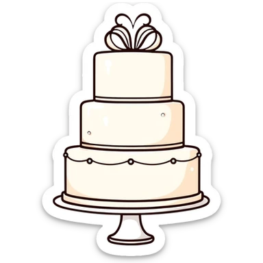 white wedding cake with pearl decorations sticker
