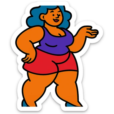 woman with exaggerated proportions sticker