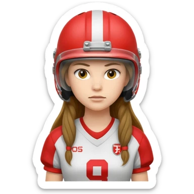 Long Haired Football Players, Female player, full body sticker