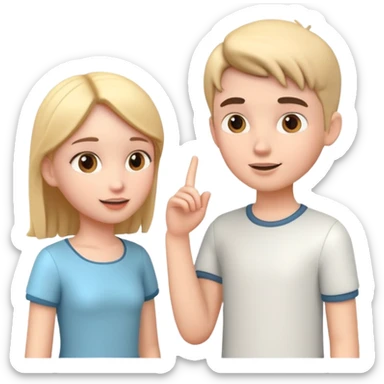 generate realistic detailed boy and girl talks 3d style  sticker