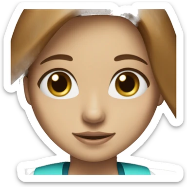 beautiful girl with long brown hair blue eyes surgeon   sticker