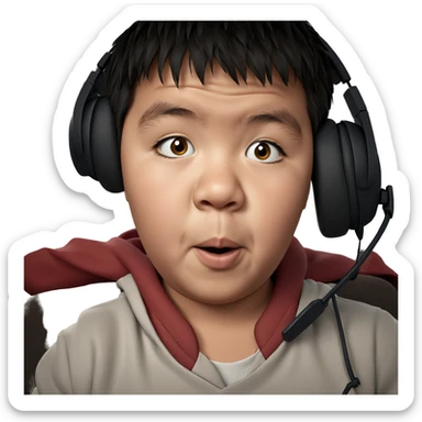 boy with headphones looking forward sticker