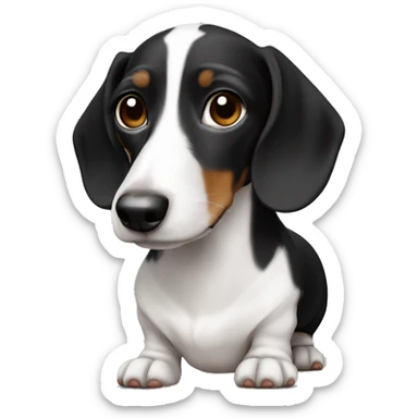 Black Rand and white piebald dachshund  sticker