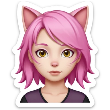 Naked anime catgirl with pink hair  sticker