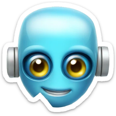 cute blue big-eyed robot holding money sticker