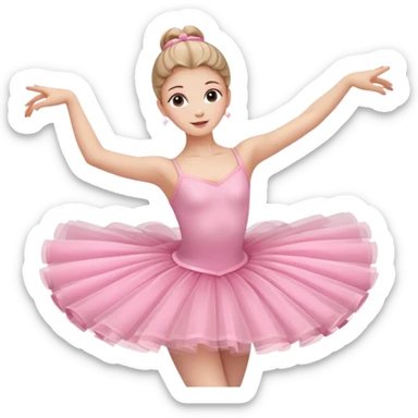A graceful ballerina in a pink tutu, spinning lightly with arms curved elegantly.
 sticker
