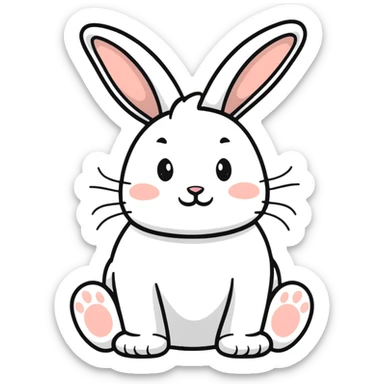 white bunny bowing politely, paws together sticker