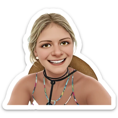 smiling girl at beach sticker
