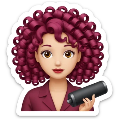 hair with burgundy hair rollers sticker
