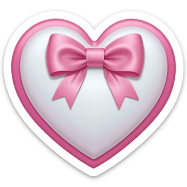 A White Heart with a pink bow around it sticker