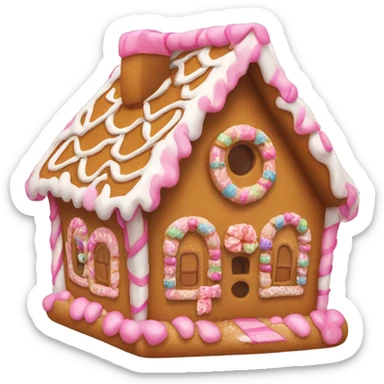 Gingerbread house with a pink bow  sticker