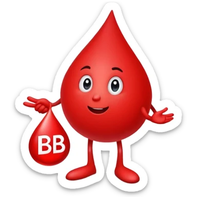 blood drop character holding a BRB sign sticker