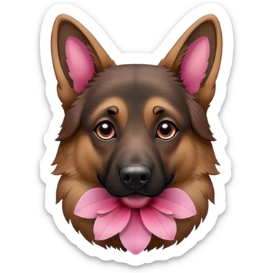 German Shepherd Blume mit rosa  sticker