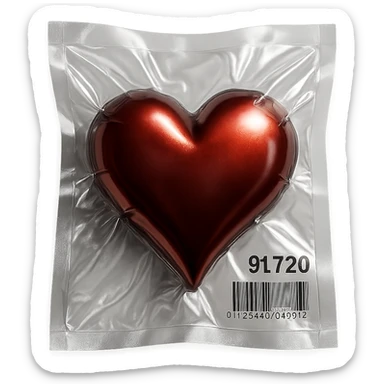 heart with metallic sheen in vacuum-sealed style sticker