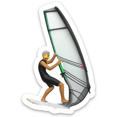 Windsurfer, schwarzer shorty, graue Haare, surft mit einer Hand am Segel sticker