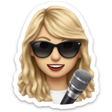 taylor swift with a microphone and sunglasses  sticker