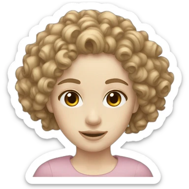 Pale skin long curly dark blonde hair brown eyes sticker