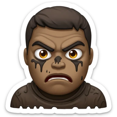 Rahjeed covered in dirty chunky mud angry sticker