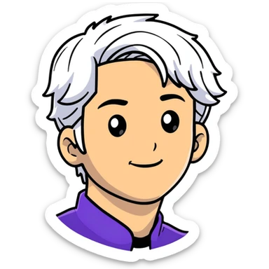 Carlos from Descendants, son of Cruella de Vil, white and black hair, freckles sticker