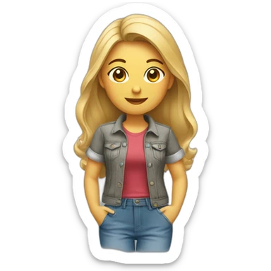 Mujer modelando ropa casual sticker