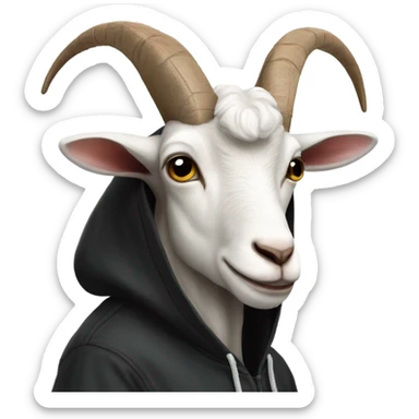 Goat with a big brain wearing black hoodie  sticker