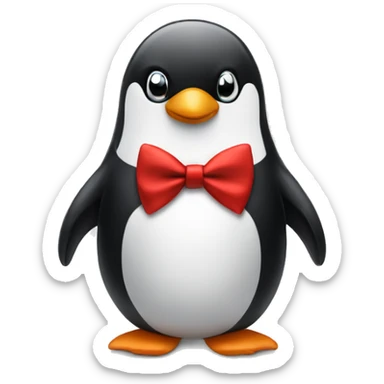 Sad penguin with red bow tie  sticker