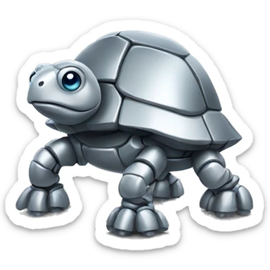 robotic silver turtle sticker
