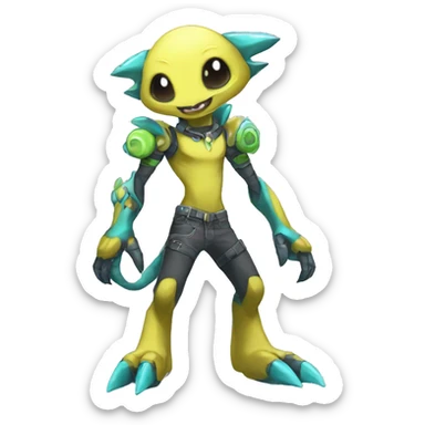 cute cool edgy colorful ethereal alien punk Digimon-Fakemon-animal full body sticker