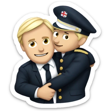 Macron and Marine Lepen hugging sticker