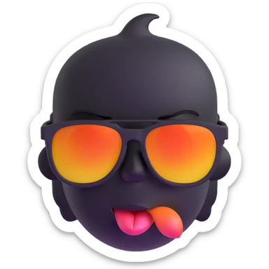 face with sunglasses, tongue out, looking overheated sticker