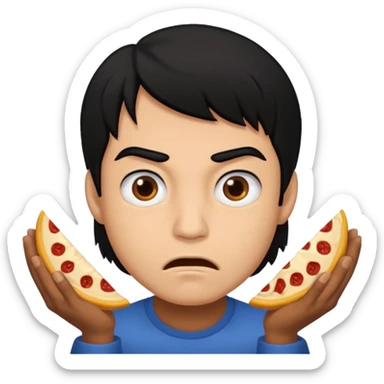 mach mir eine sportliche person mit schwarzen haaren die gerade offensichtlich heißhunger hat. Sie soll määnlich sein sticker