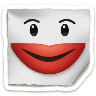 A scrap of paper with a red lips mark sticker